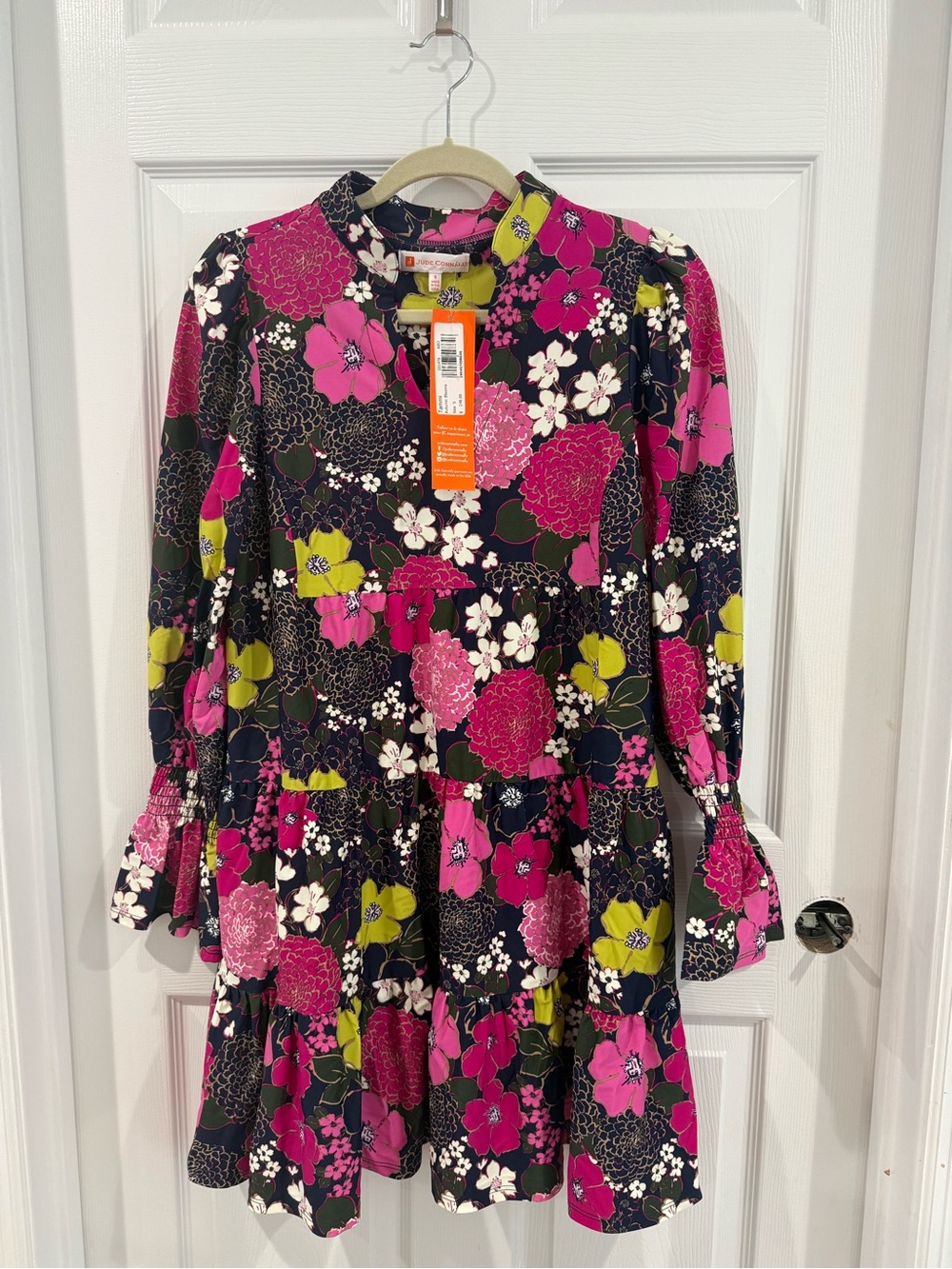 Jude Connally Tammi Black Dress with Autumn Blooms Floral Print